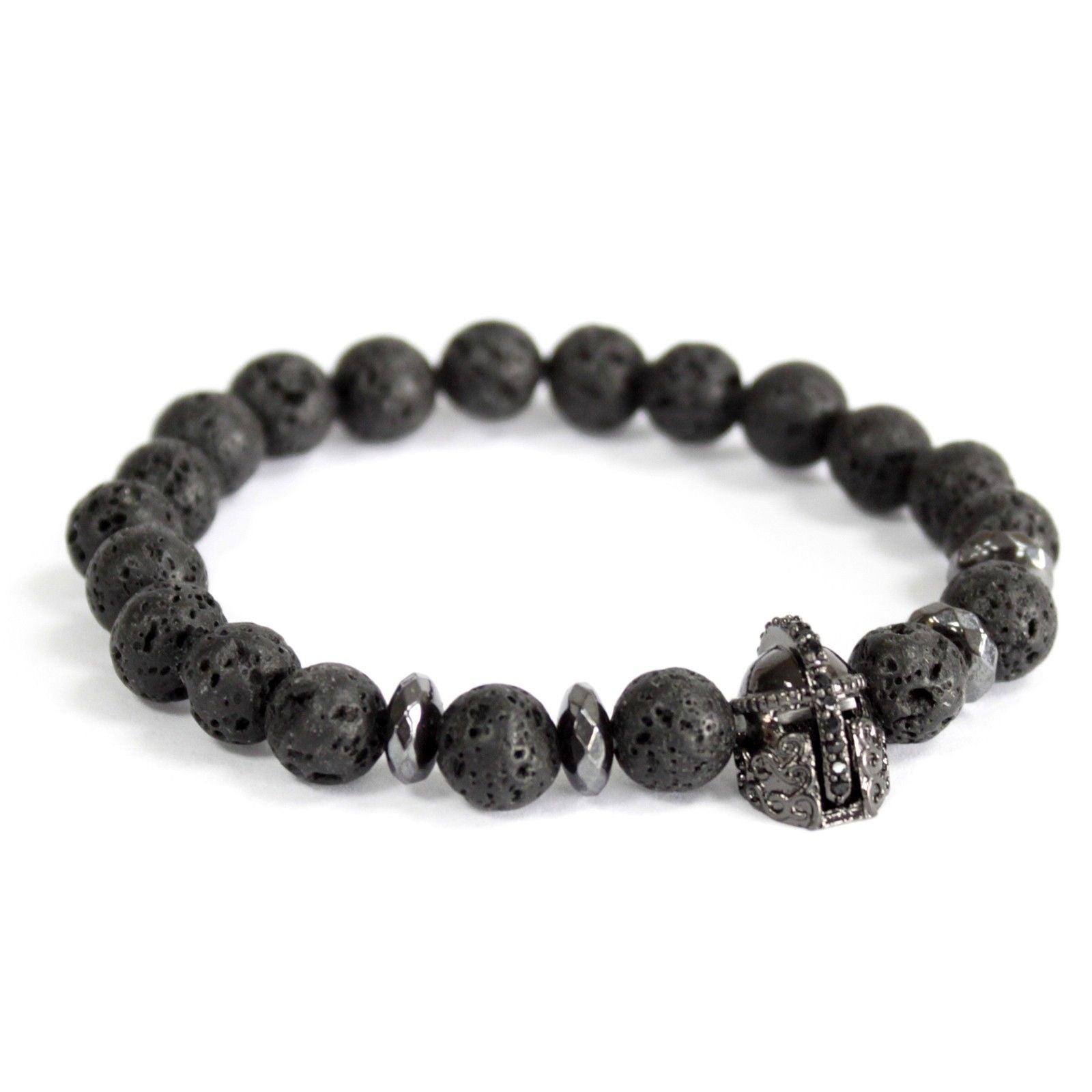 Knight’s Helmet / Lava Stone - Gemstone Bracelet Boho Bling Bracelets