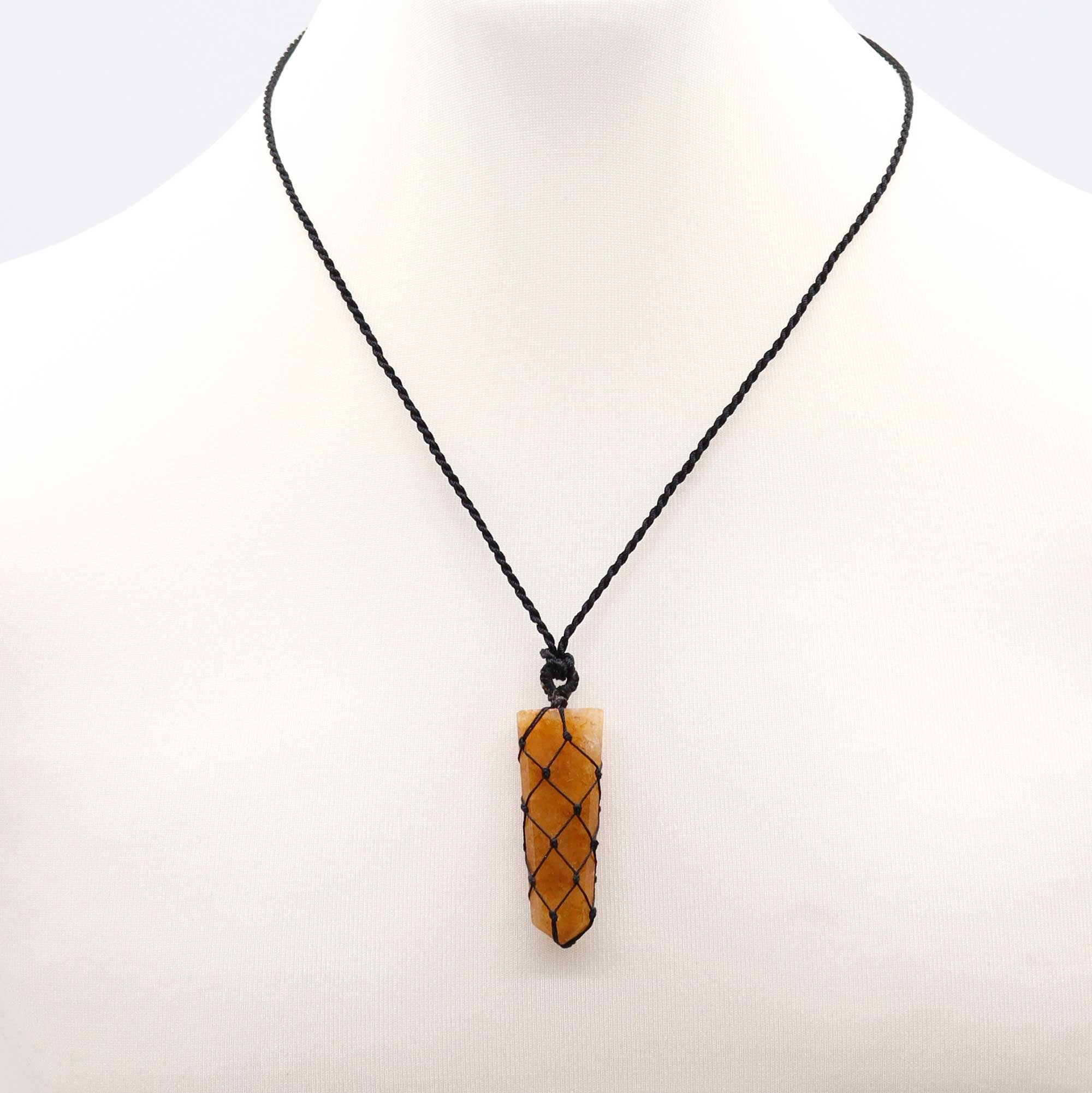 Laced Gemstone Flat Point Pendant - Golden Quartz From Witch, Please!