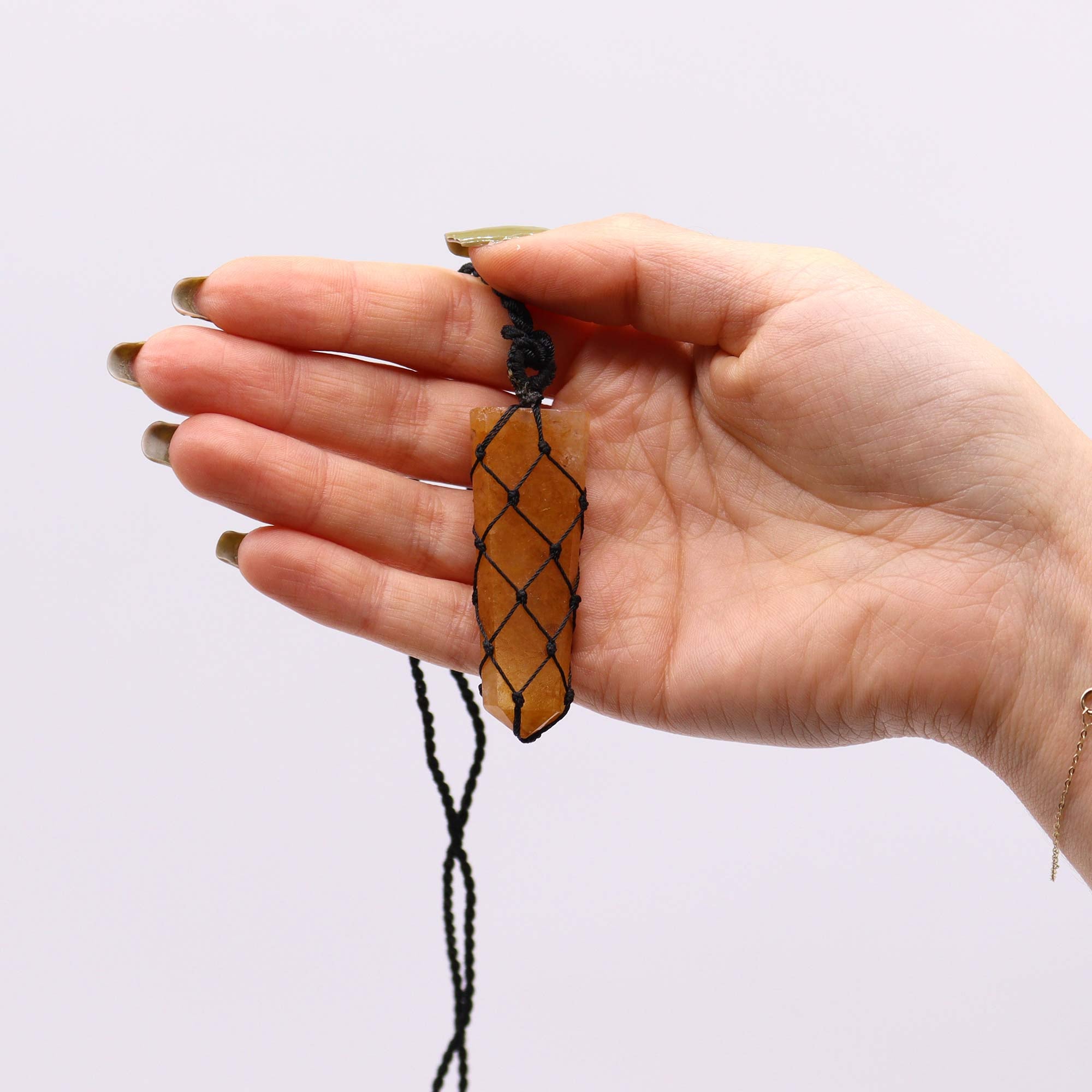 Laced Gemstone Flat Point Pendant - Golden Quartz From Witch, Please!
