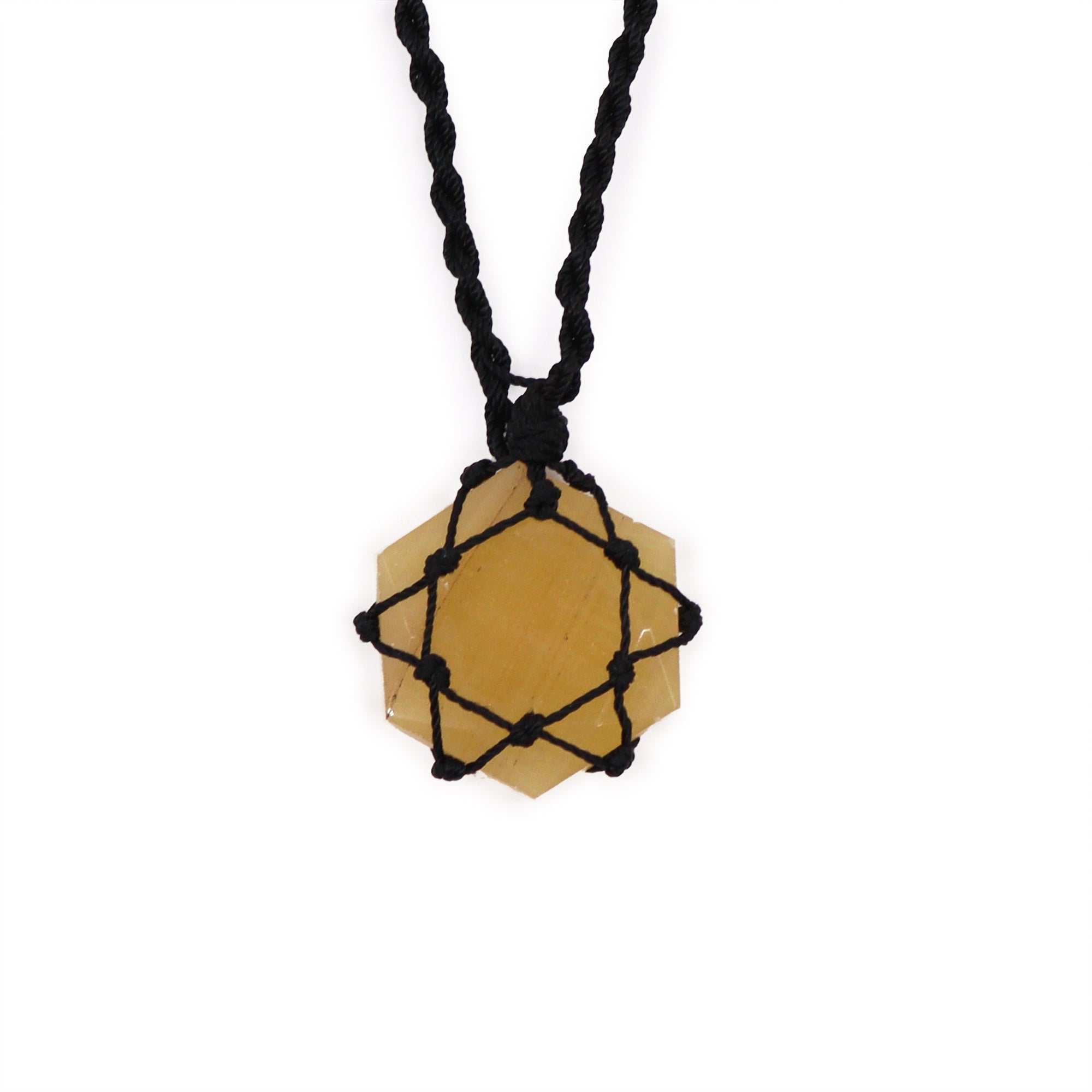 Laced Gemstone Hexagon Pendant - Yellow Quartz From Witch, Please!