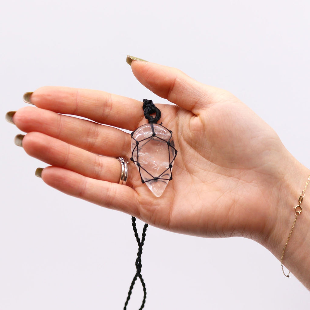 Laced Gemstone Teardrop Pendant - Rock Quartz From Witch, Please!