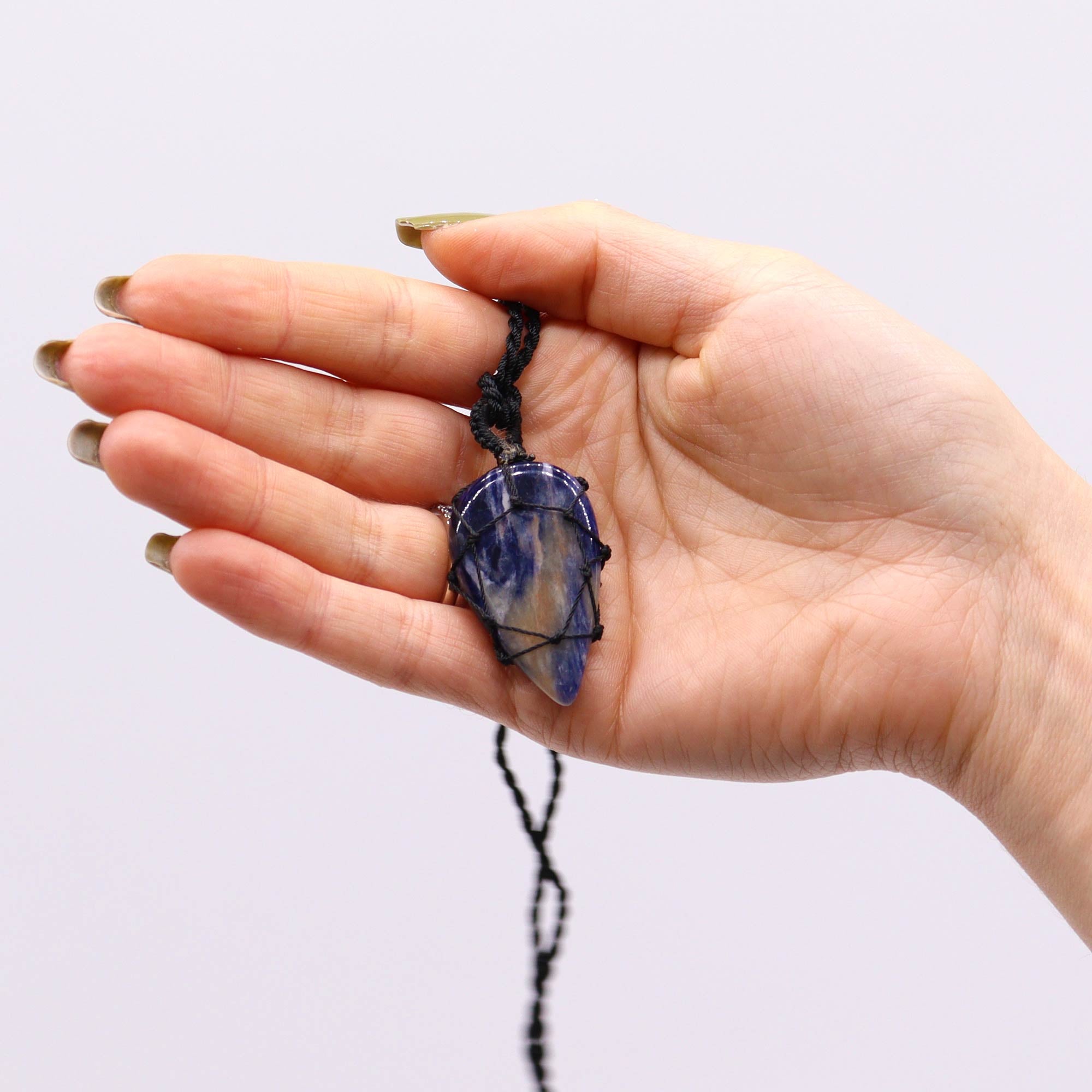 Laced Gemstone Teardrop Pendant - Sodalite From Witch, Please!