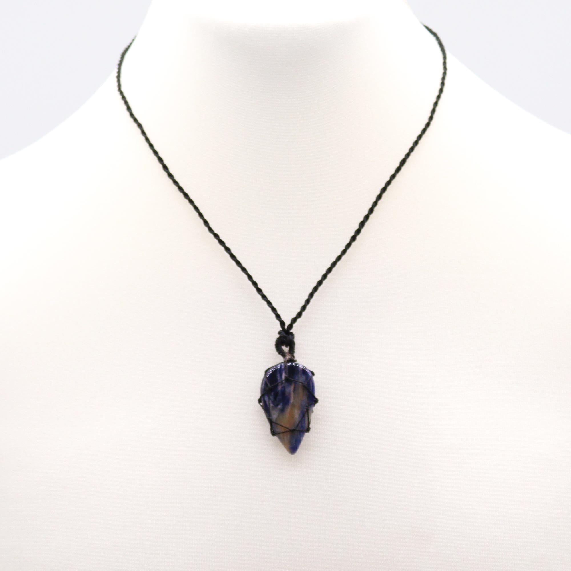 Laced Gemstone Teardrop Pendant - Sodalite From Witch, Please!