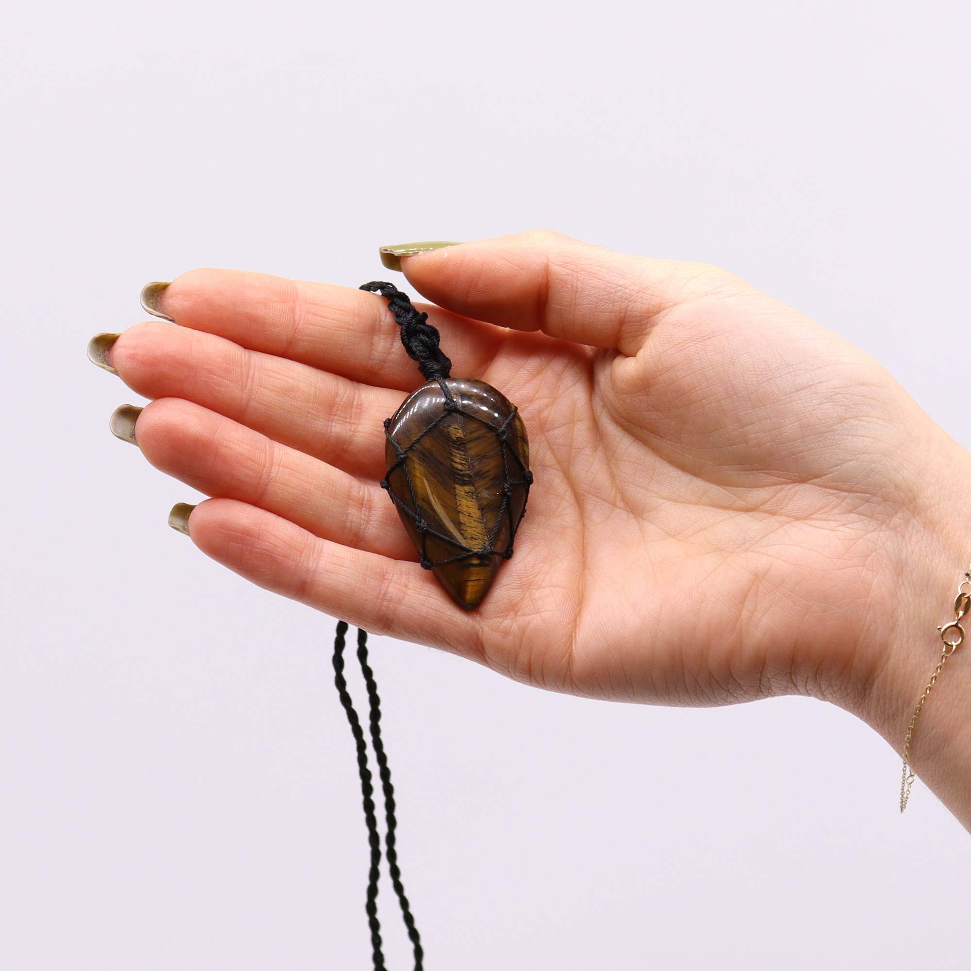 Laced Gemstone Teardrop Pendant - Tigereye From Witch, Please!