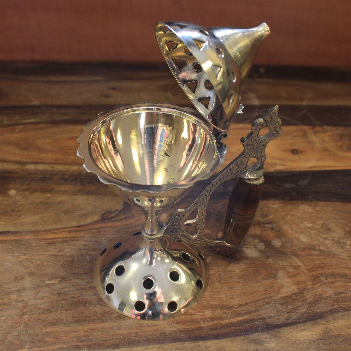 Large Cone Burner with Handle Traditional Brass Incense Burners