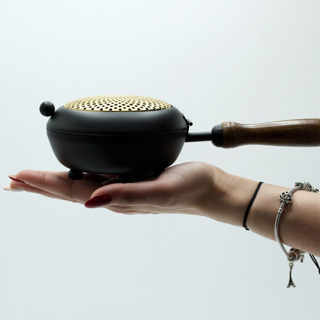 Large Iron Censer Incense Burner - Gold detail Traditional Brass Burners