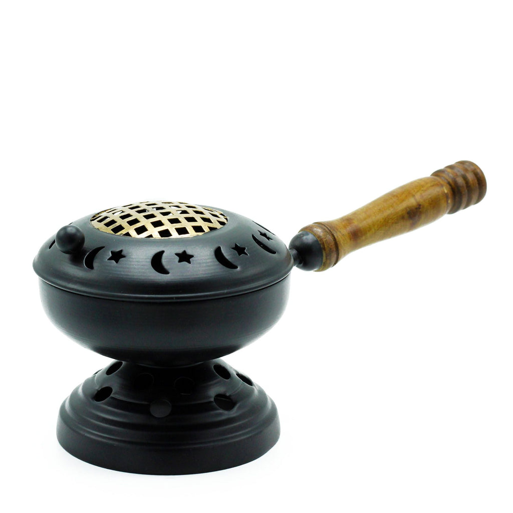Large Iron Censer on Stand Incense Burner - Gold detail Traditional Brass Burners