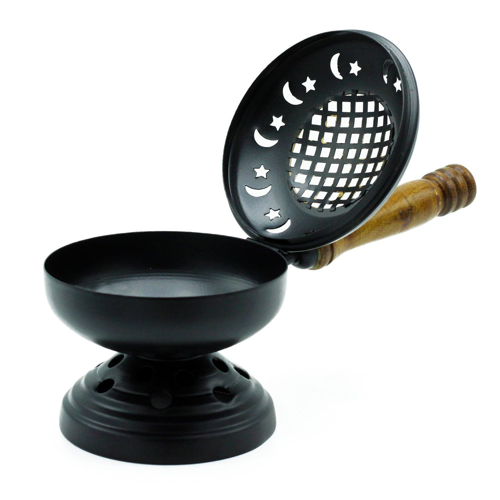 Large Iron Censer on Stand Incense Burner - Gold detail Traditional Brass Burners