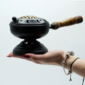 Large Iron Censer on Stand Incense Burner - Gold detail Traditional Brass Burners