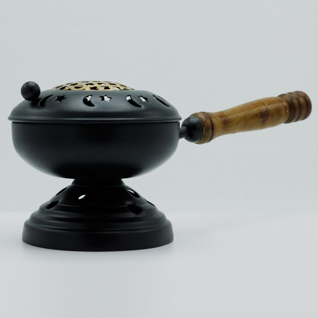 Large Iron Censer on Stand Incense Burner - Gold detail Traditional Brass Burners