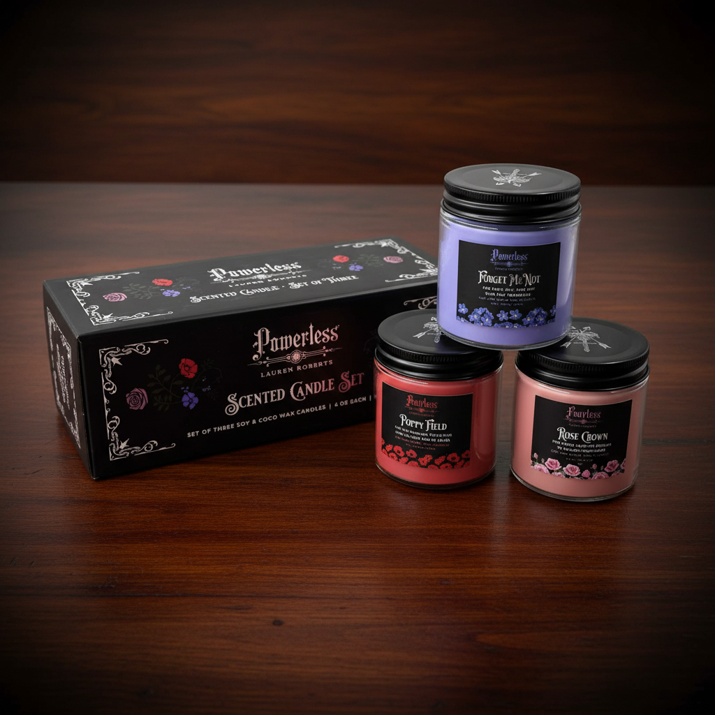 Lauren Roberts: Powerless Trilogy Scented Glass Candle Set (Set of 3)