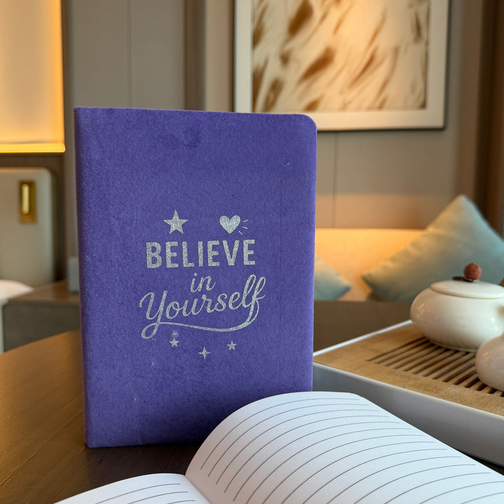 Lavender Velvet Notebook - 80 pages - Believe Yourself Wellness & Gratitude Notebooks
