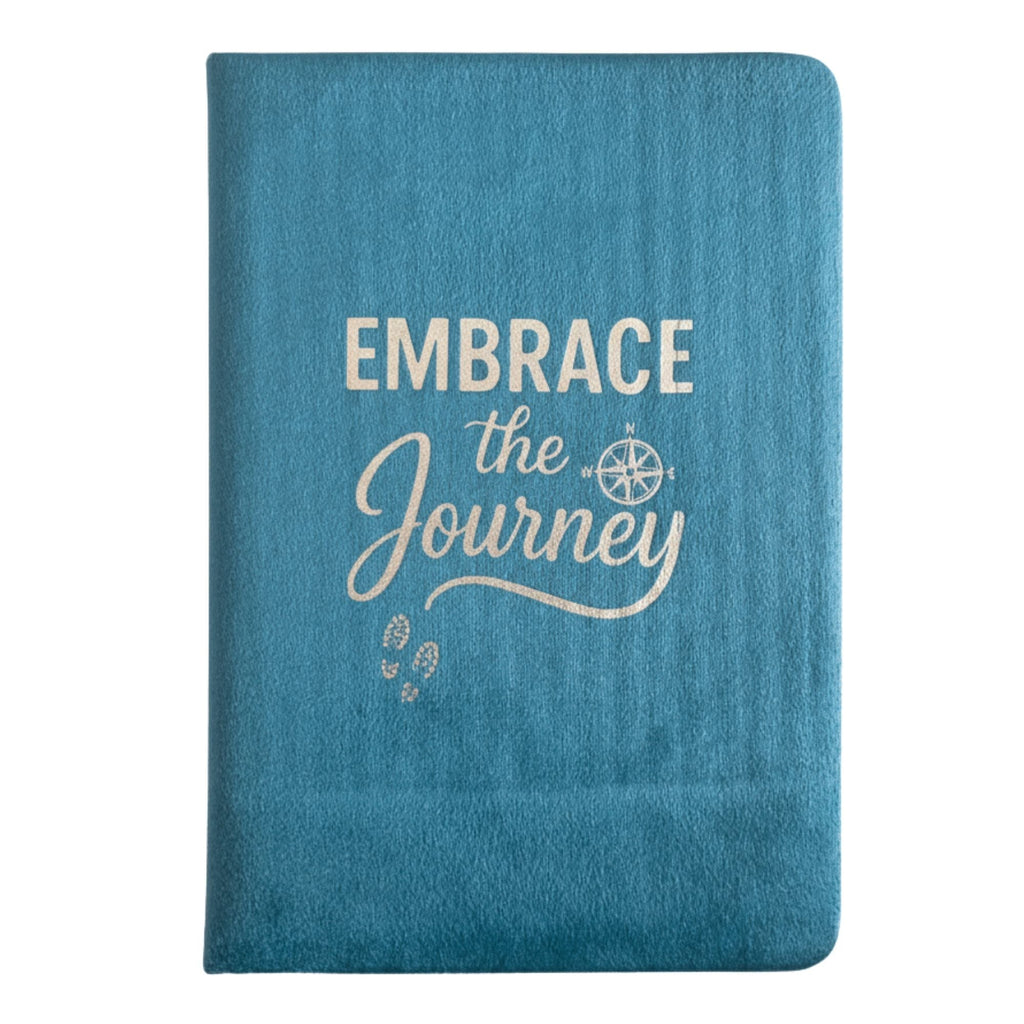 Light Blue Velvet Notebook - 80 pages - Embrace The Journey Wellness & Gratitude Notebooks