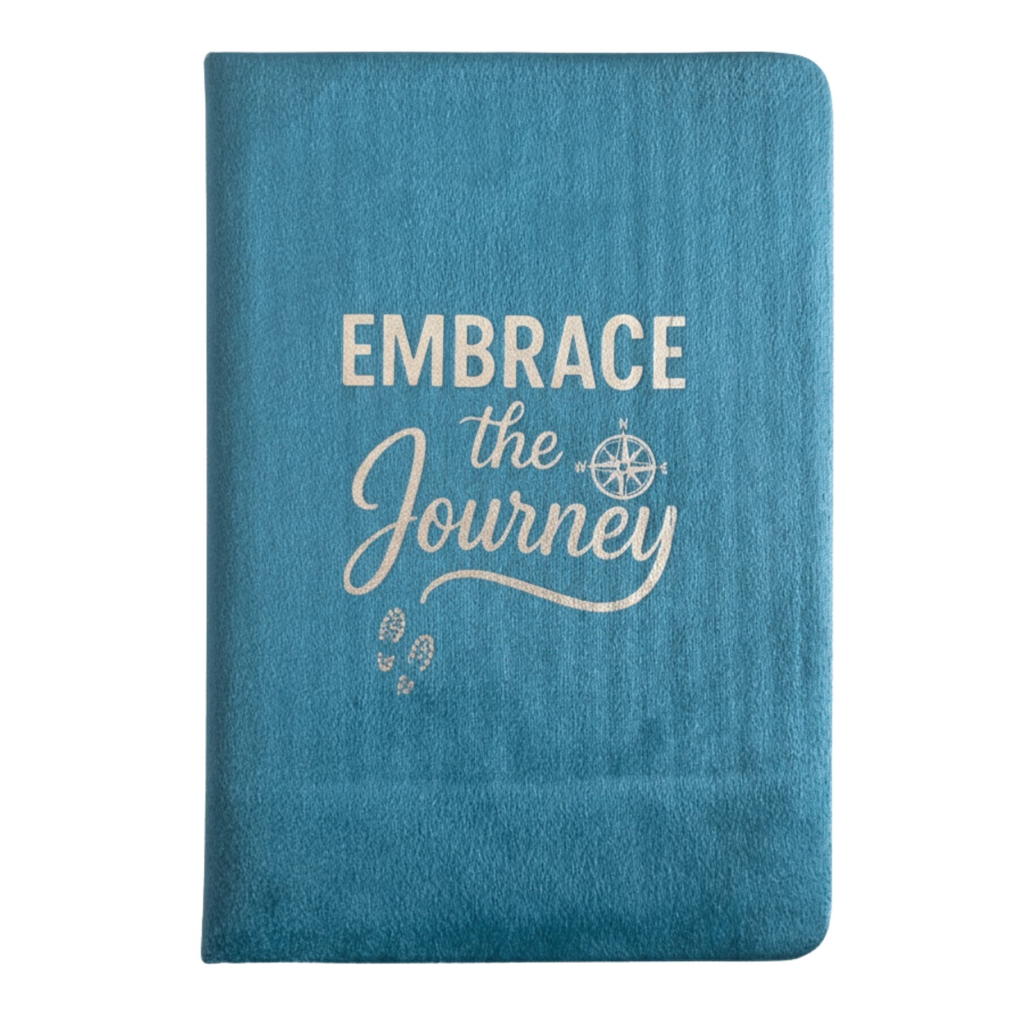 Light Blue Velvet Notebook - 80 pages - Embrace The Journey Wellness & Gratitude Notebooks