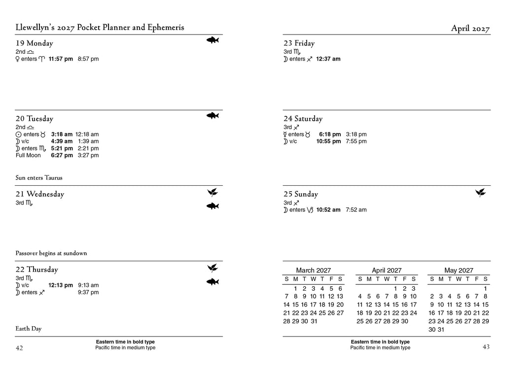 Llewellyn's 2027 Astrological Pocket Planner : Daily Ephemeris & Aspectarian 2026-2028