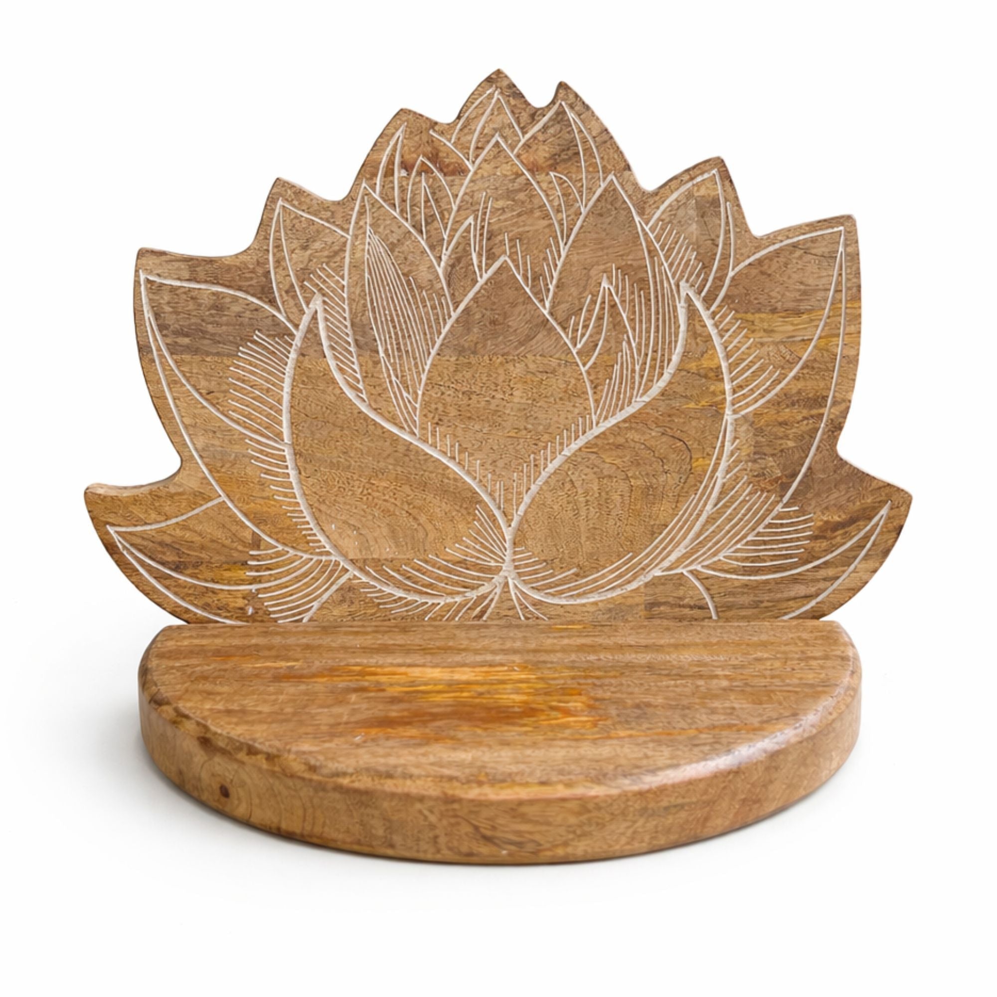 Lotus Wall Shelf White Wash Mango Wood Plaques & Shelves
