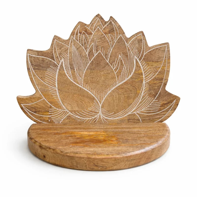 Lotus Wall Shelf White Wash Mango Wood Plaques & Shelves