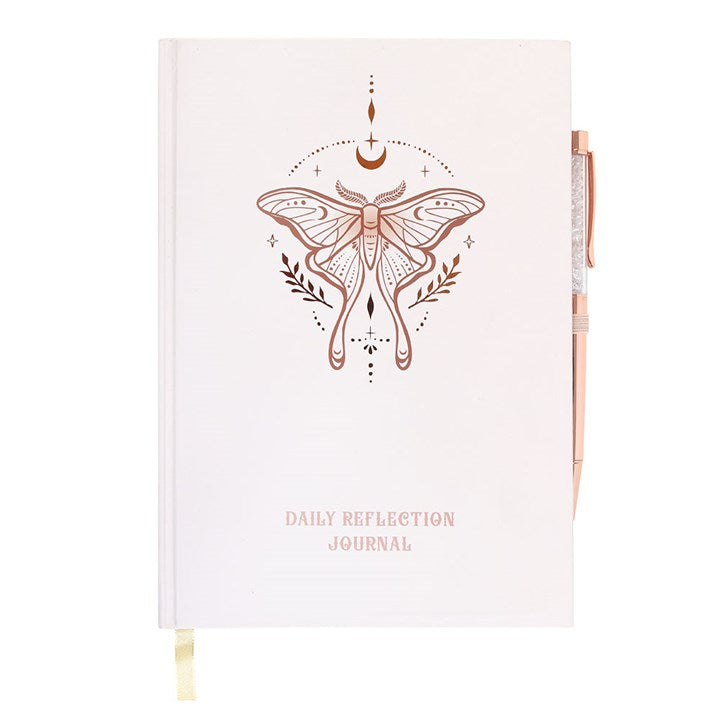 Luna Moth Daily Reflection Journal and Clear Quartz Crystal Pen From Witch, Please!