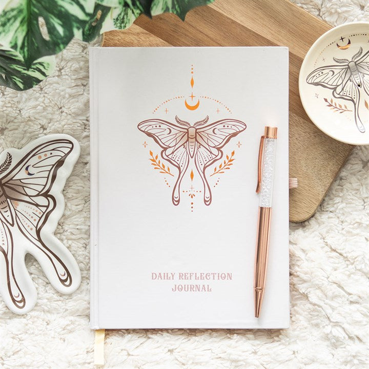 Luna Moth Daily Reflection Journal and Clear Quartz Crystal Pen From Witch, Please!