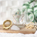 Luna Moth Double Walled Glass Mug with Crystal Tea Infuser From Witch, Please!