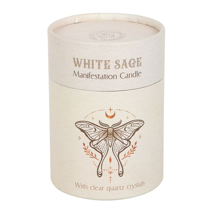 Luna Moth Manifestation Candle with Clear Quartz Crystals From Witch, Please!