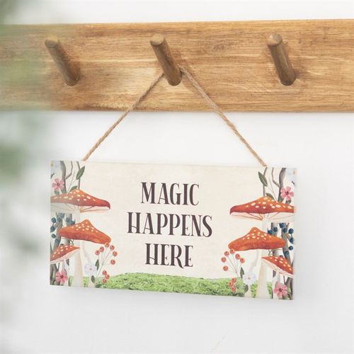 Magic Happens Here Mushroom Hanging Sign From Witch, Please!