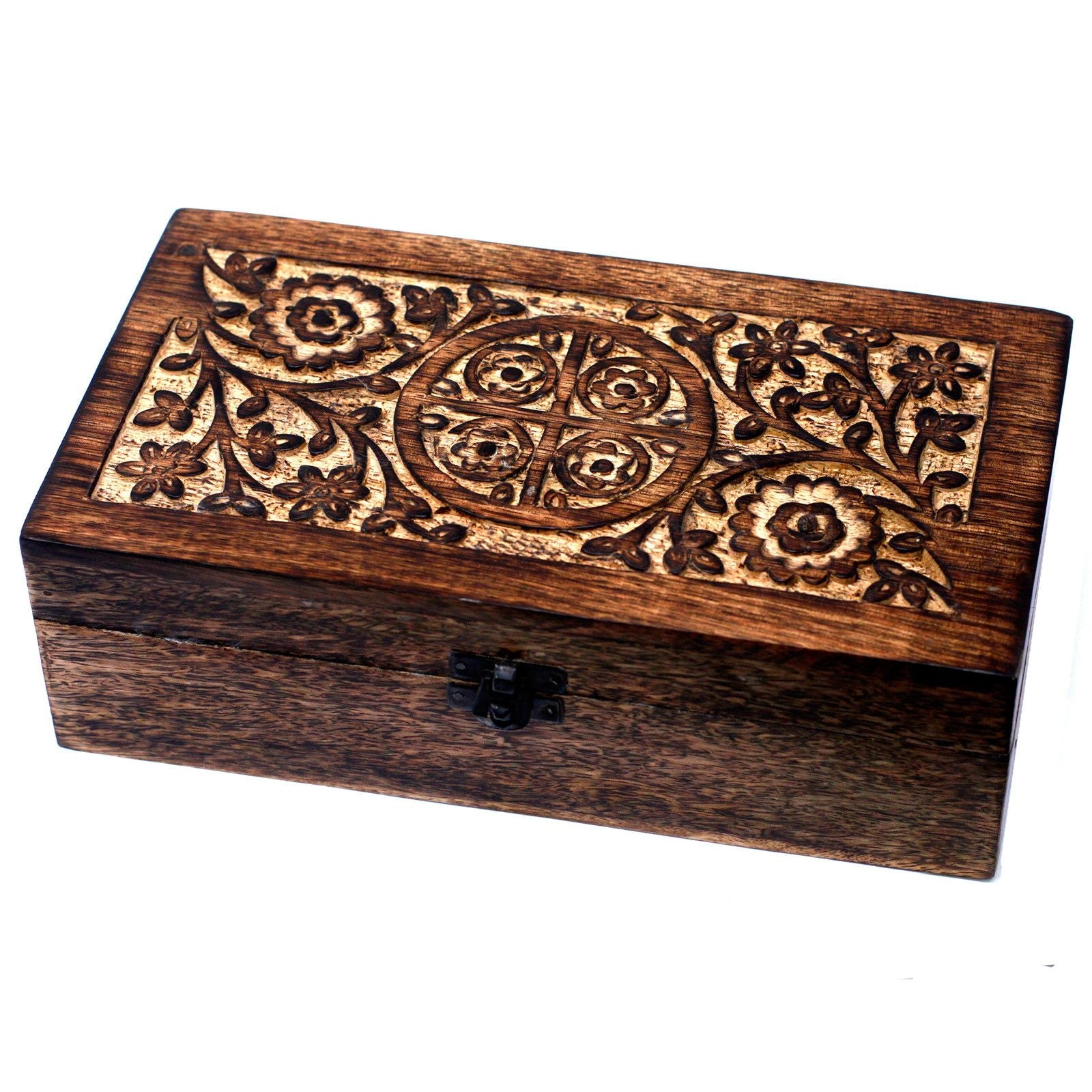 Mango Aromathrapy Box - Floral (holds 24 + 1) Aromatherapy Carved Boxes