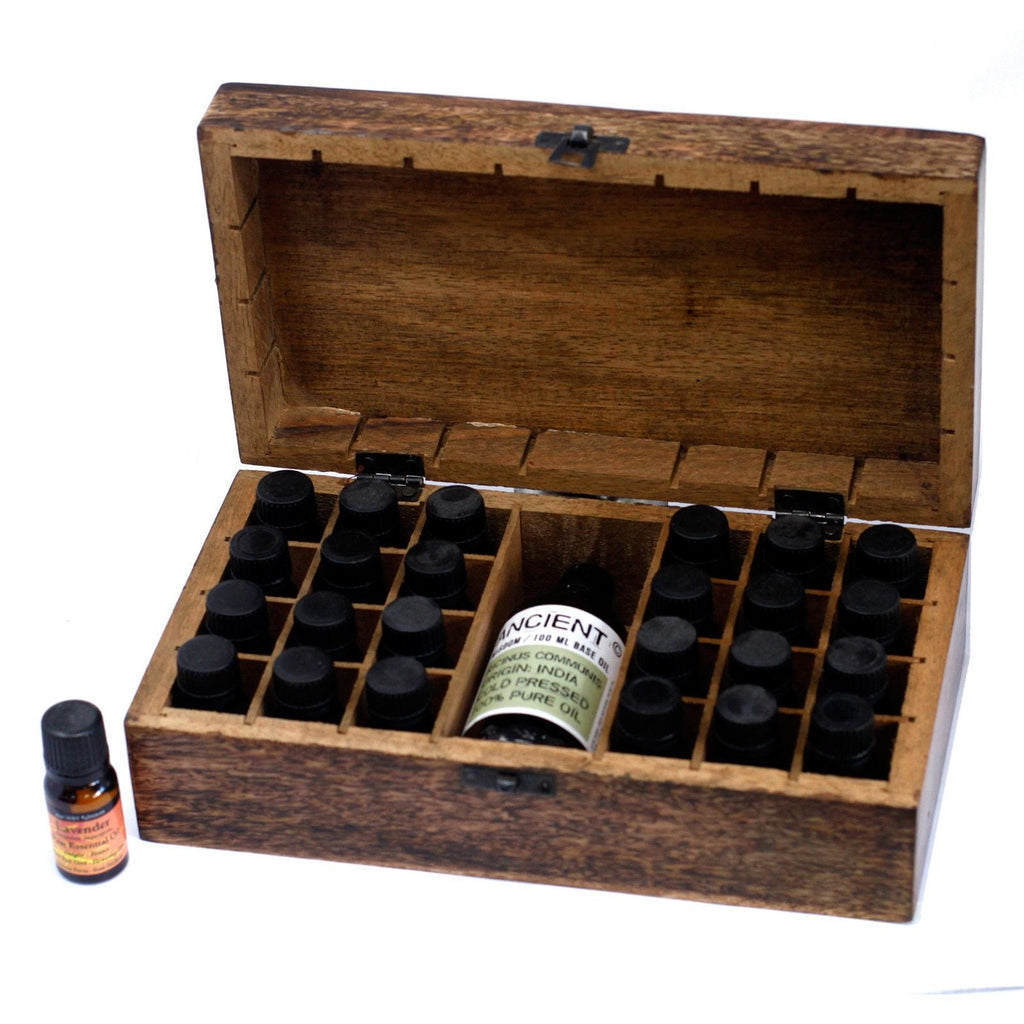 Mango Aromathrapy Box - Floral (holds 24 + 1) Aromatherapy Carved Boxes