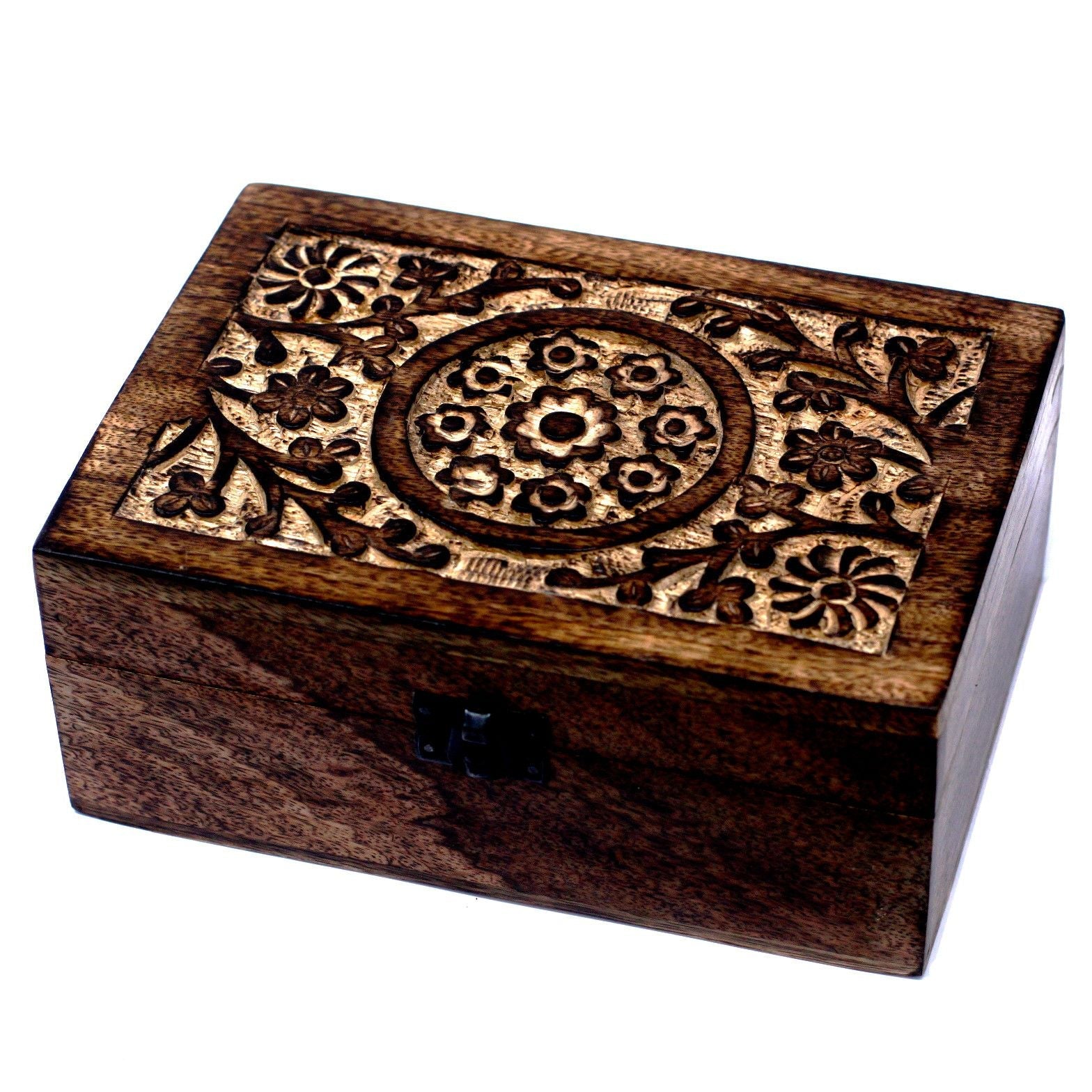 Mango Aromathrapy Box - Floral (holds 24) Aromatherapy Carved Boxes