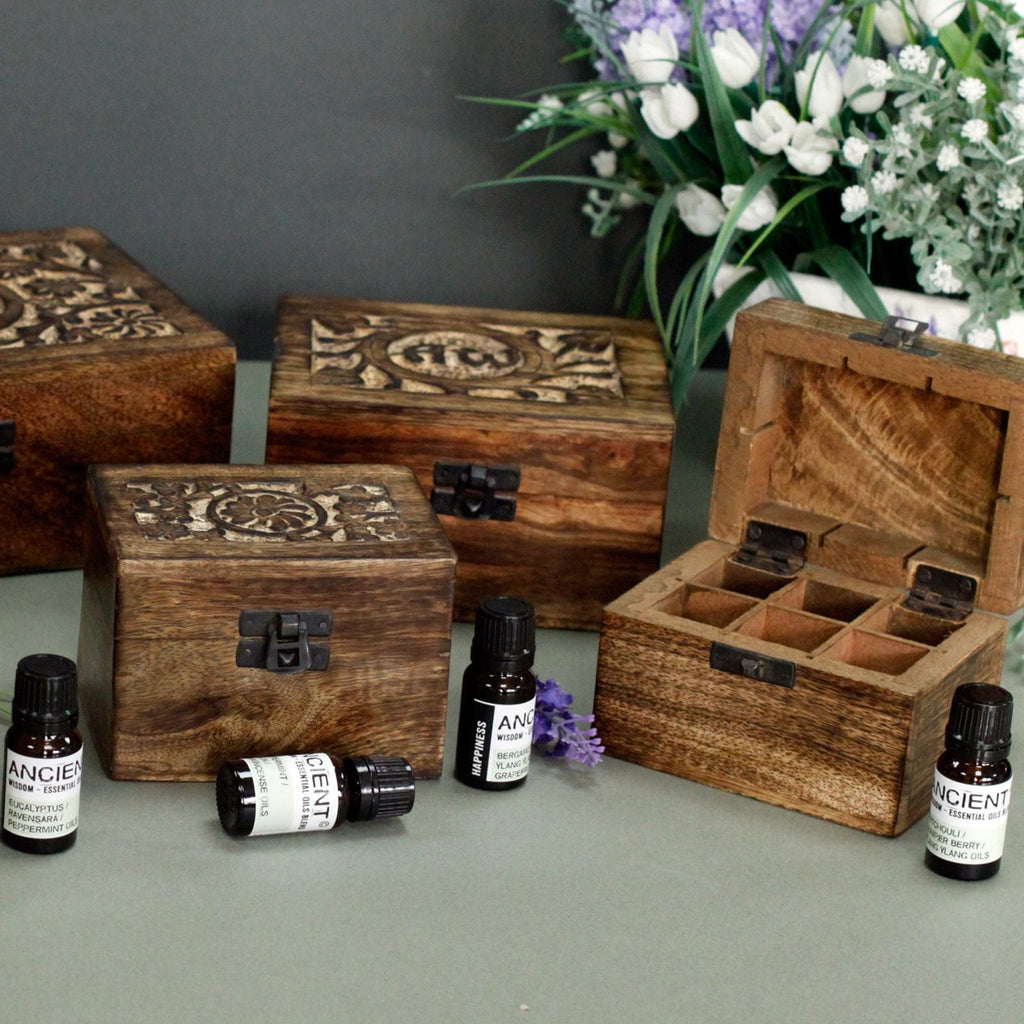 Mango Aromathrapy Box - Floral (holds 24) Aromatherapy Carved Boxes