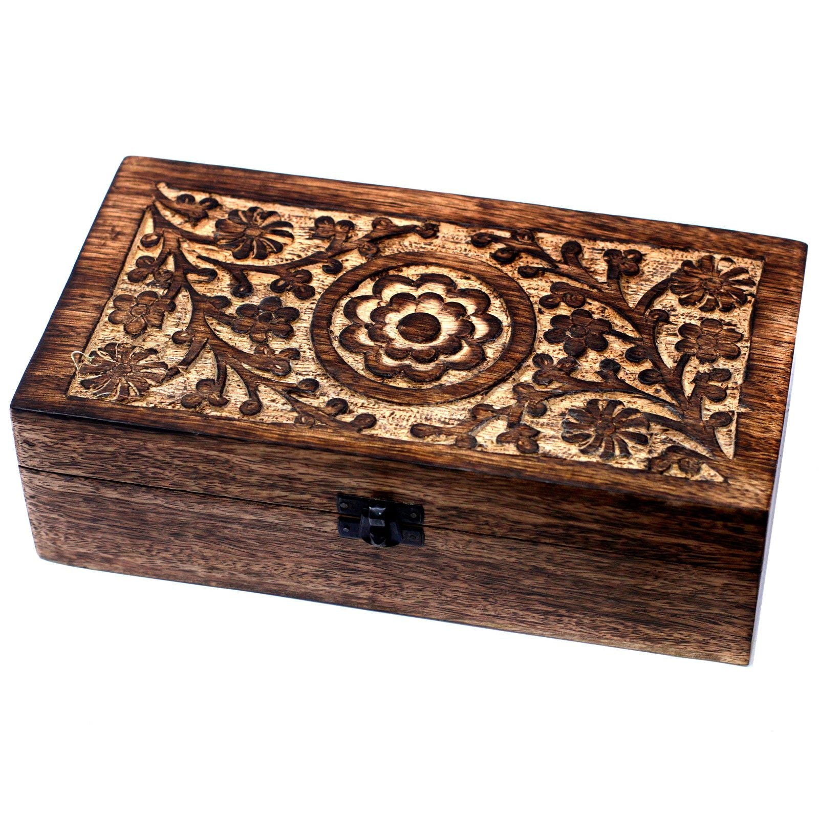 Mango Aromathrapy Box - Floral (holds 32) Aromatherapy Carved Boxes