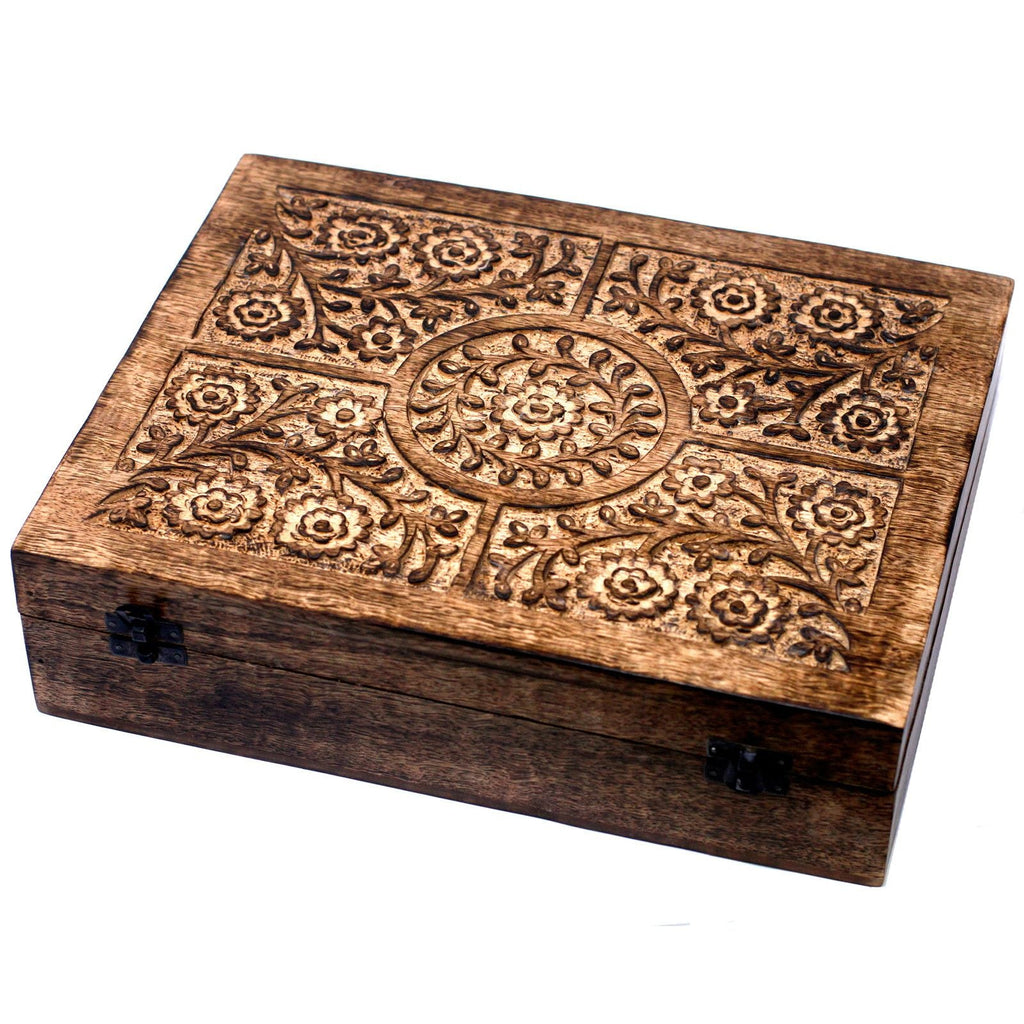 Mango Aromathrapy Box - Floral (holds 80) Aromatherapy Carved Boxes