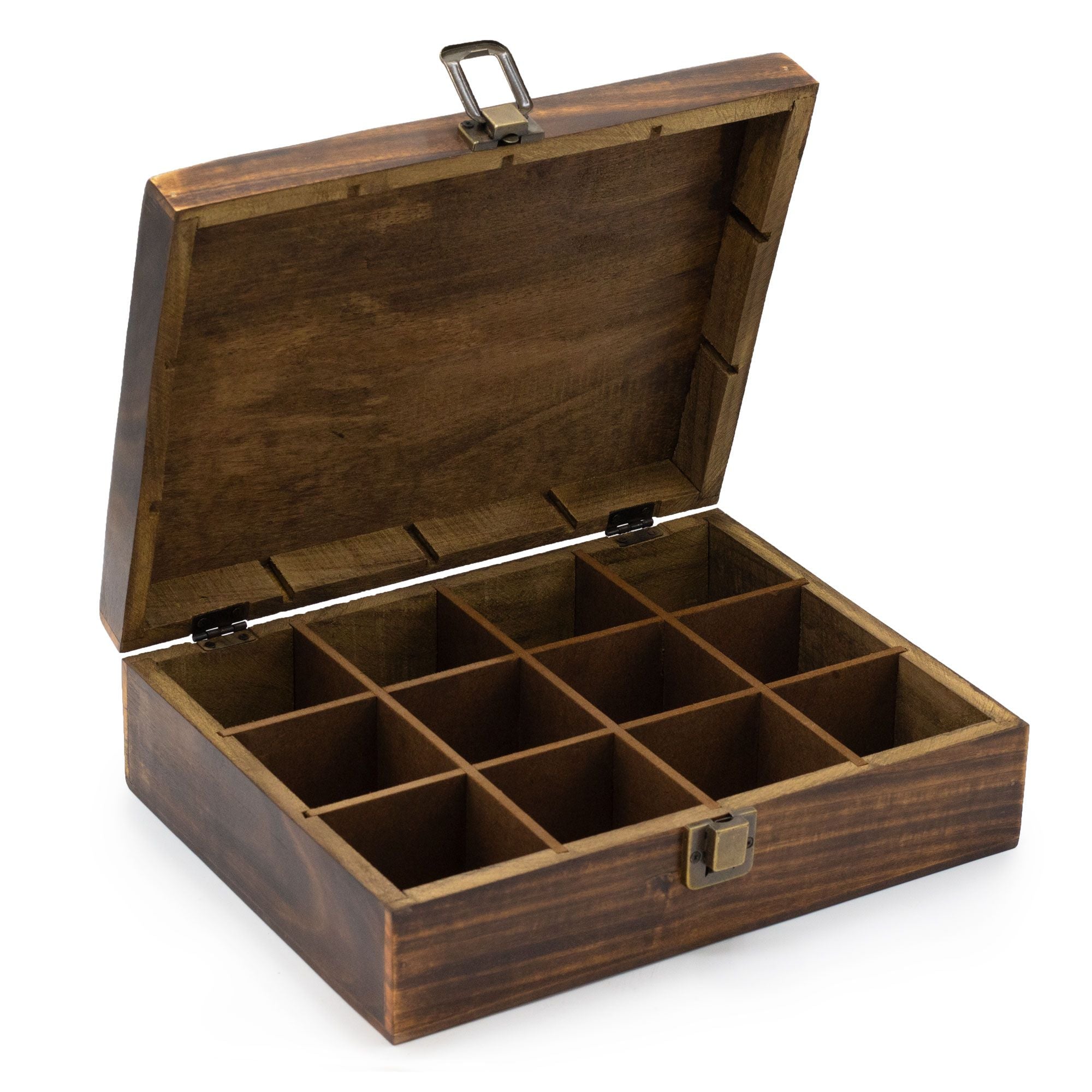 Mango Carved Tea Box - 12 compartments) Boxes