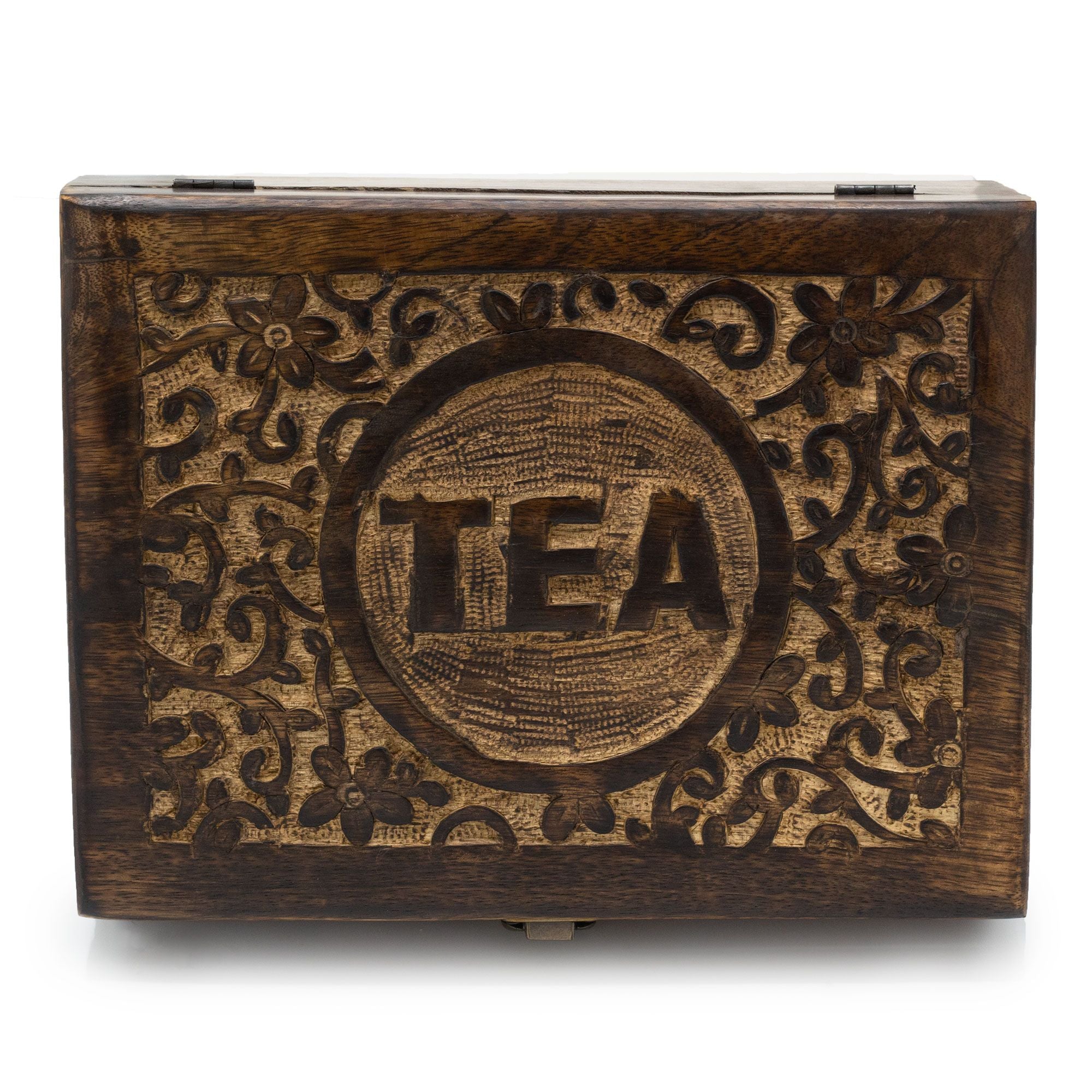 Mango Carved Tea Box - 12 compartments) Boxes