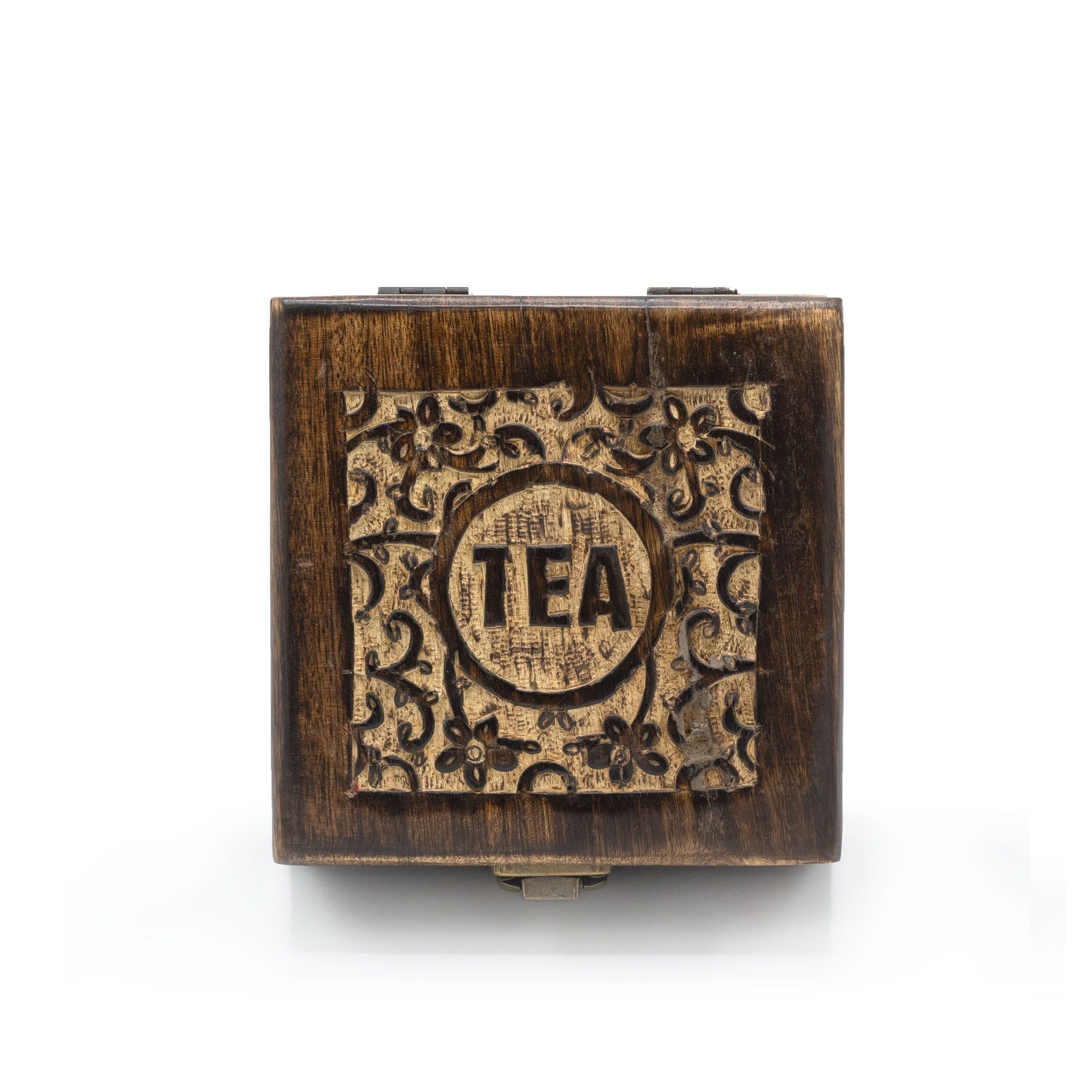 Mango Carved Tea Box (4 compartments) Boxes