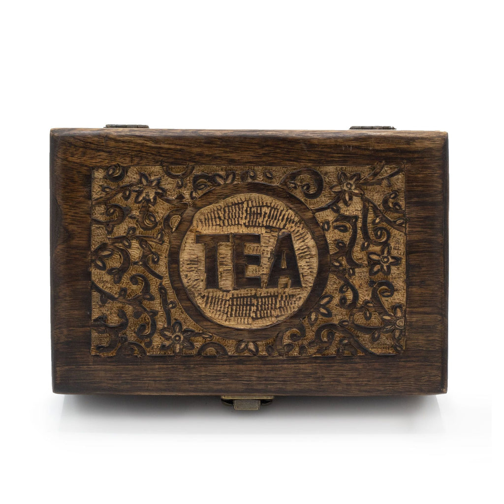 Mango Carved Tea Box - (6 compartments) Boxes