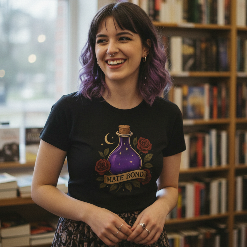Mate Bond T-Shirt with Purple Potion - Romantasy Book Lovers Women’s Tee