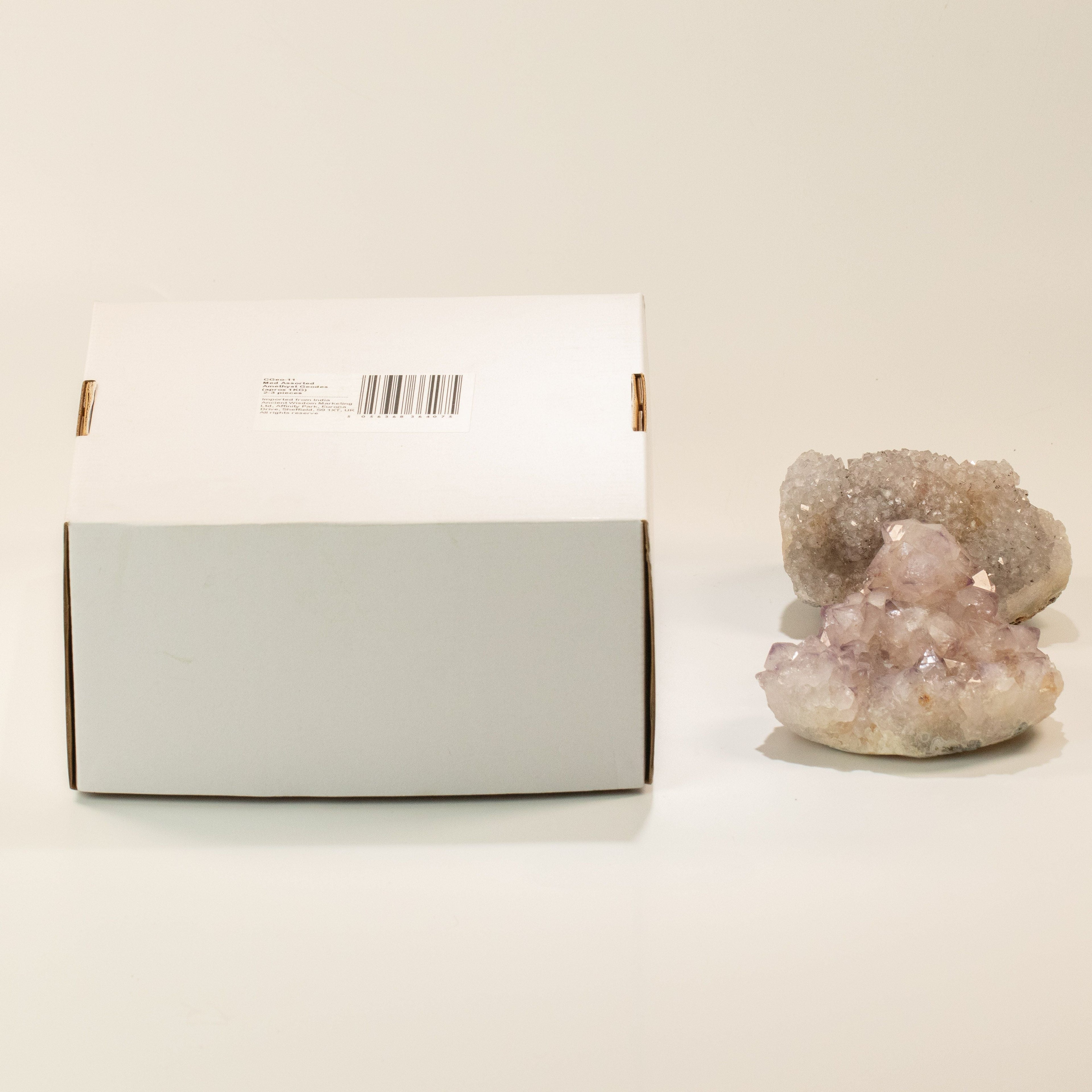 Med Assorted Amethyst Geodes - 6-9 cm (aprox 1KG) 2-3 pieces Calcite