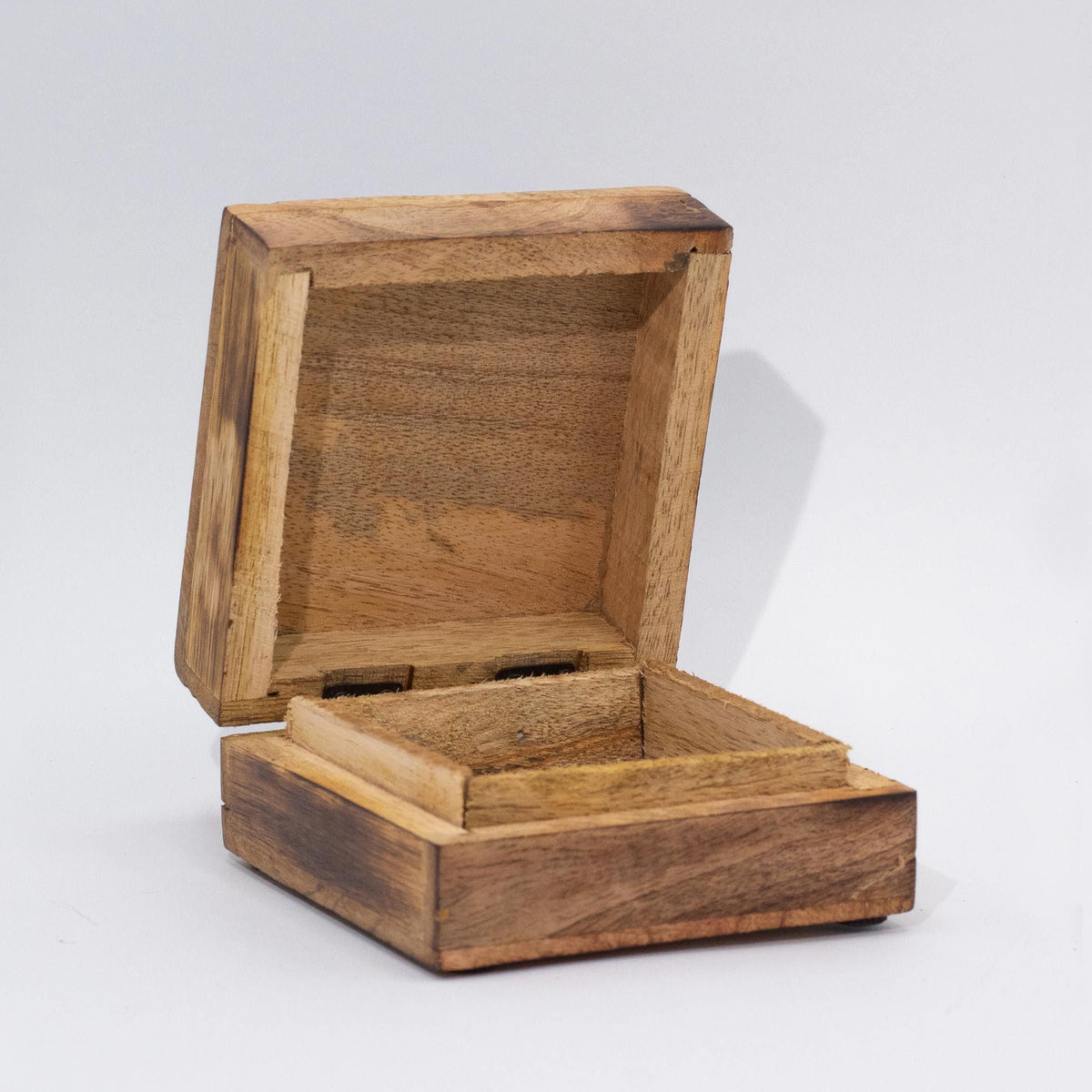 Med Square Box 13.5x13.5x6cm - Mushroom Design Teal Enamelled Boxes and Trays