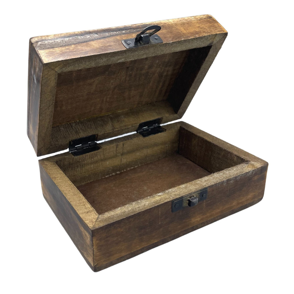 Medium Ceramic Glazed Wood Box - 15x10x6cm - Blue Stars Wooden Boxes