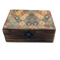 Medium Ceramic Glazed Wood Box - 15x10x6cm - Trad-Pattern Wooden Boxes