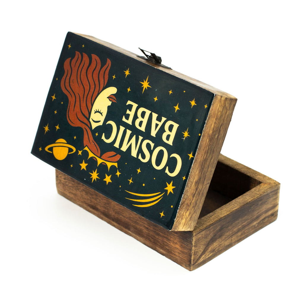 Medium Enamelled Box - Cosmic Babe Ceramic Glazed Wooden Boxes