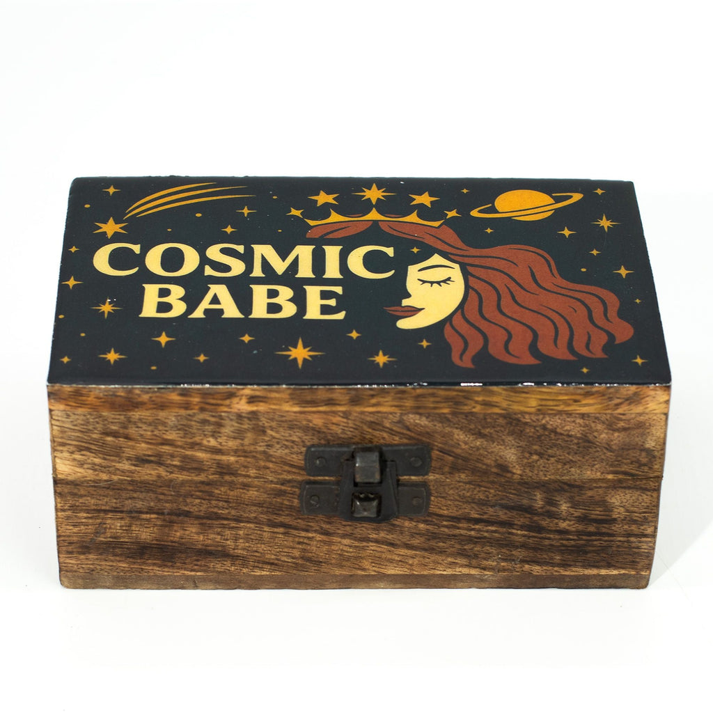 Medium Enamelled Box - Cosmic Babe Ceramic Glazed Wooden Boxes