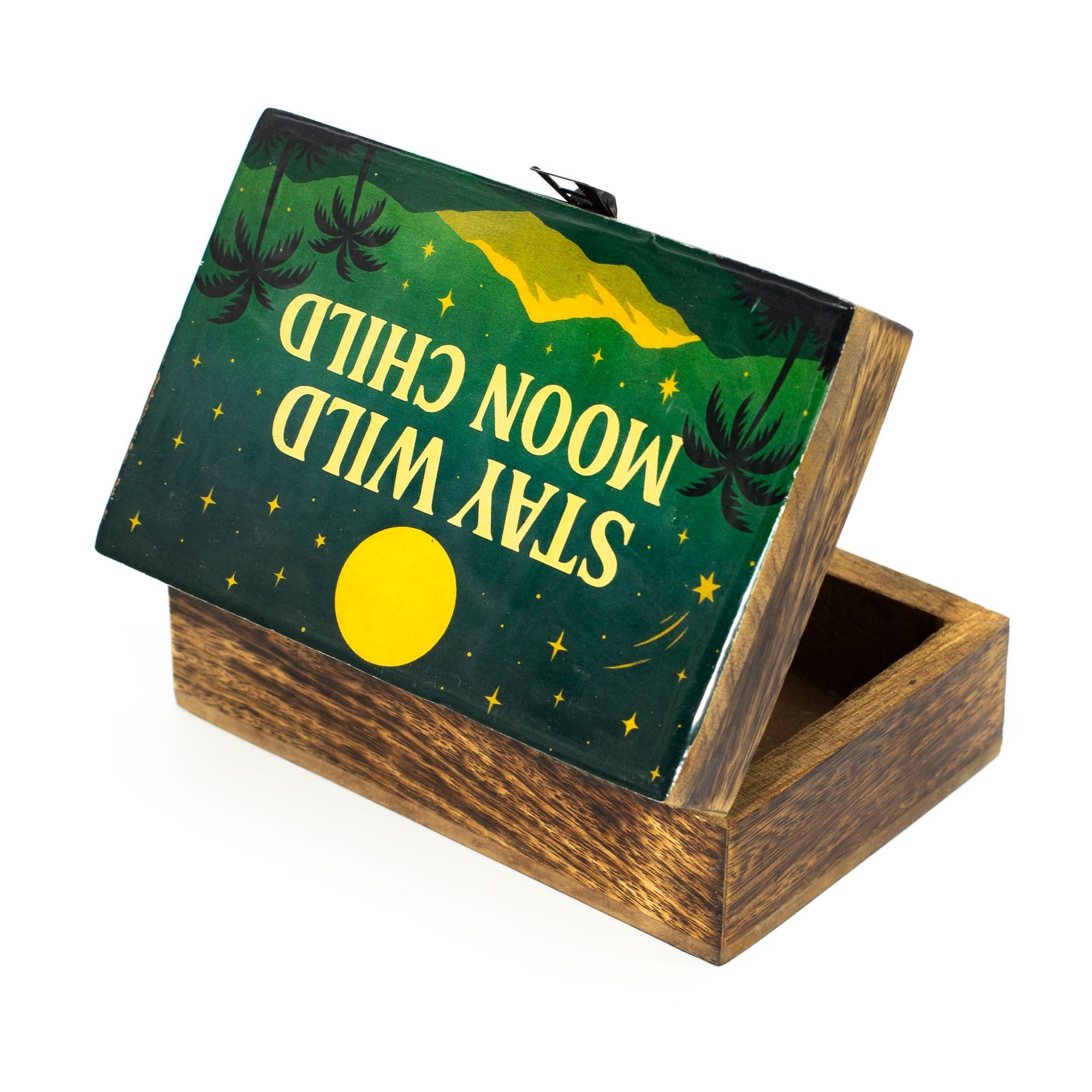 Medium Enamelled Box - Stay Wild Moon Child Ceramic Glazed Wooden Boxes