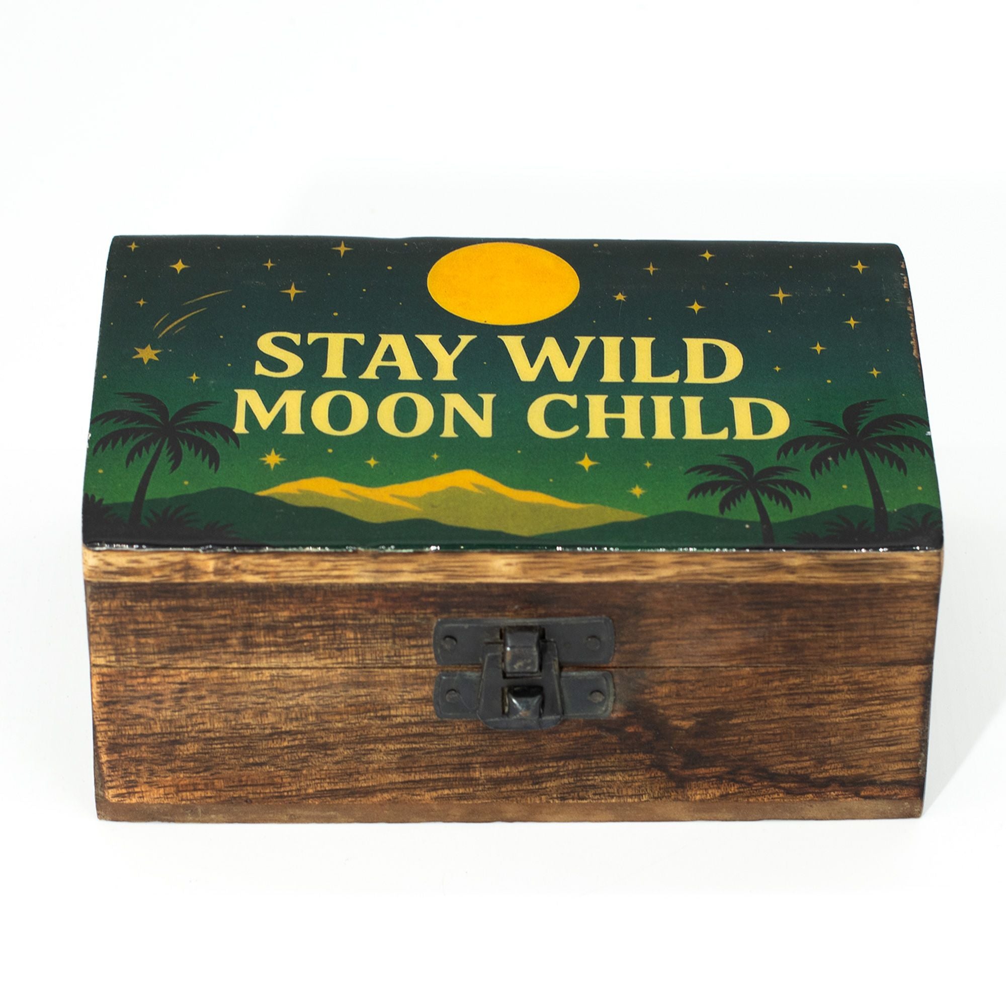 Medium Enamelled Box - Stay Wild Moon Child Ceramic Glazed Wooden Boxes