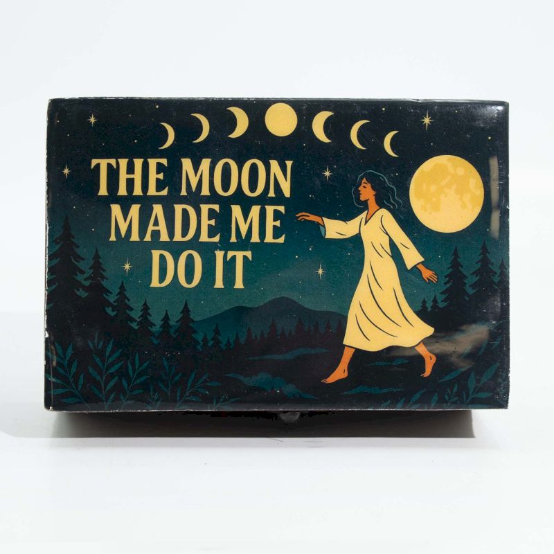 Medium Enamelled Box - The Moon Made me Do It Ceramic Glazed Wooden Boxes