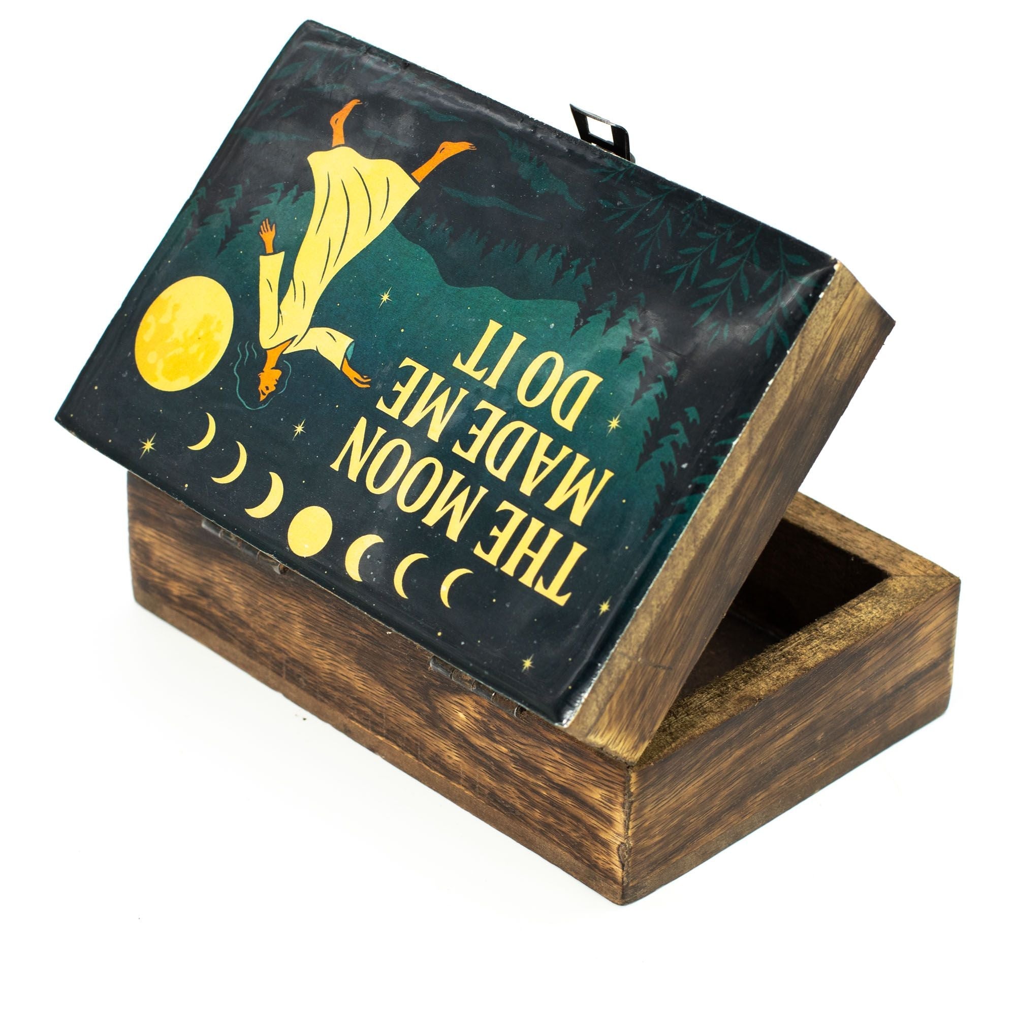 Medium Enamelled Box - The Moon Made me Do It Ceramic Glazed Wooden Boxes