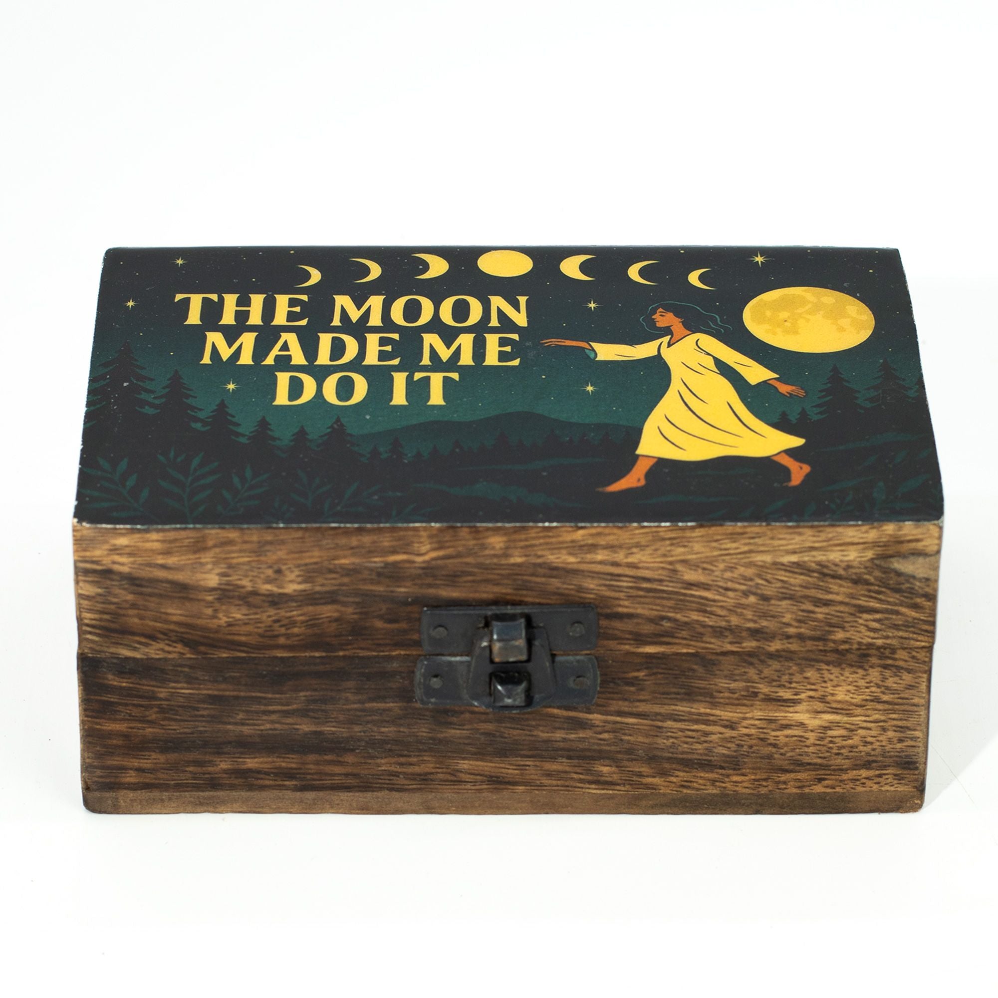 Medium Enamelled Box - The Moon Made me Do It Ceramic Glazed Wooden Boxes