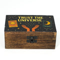 Medium Enamelled Box - Trust the Universe Ceramic Glazed Wooden Boxes