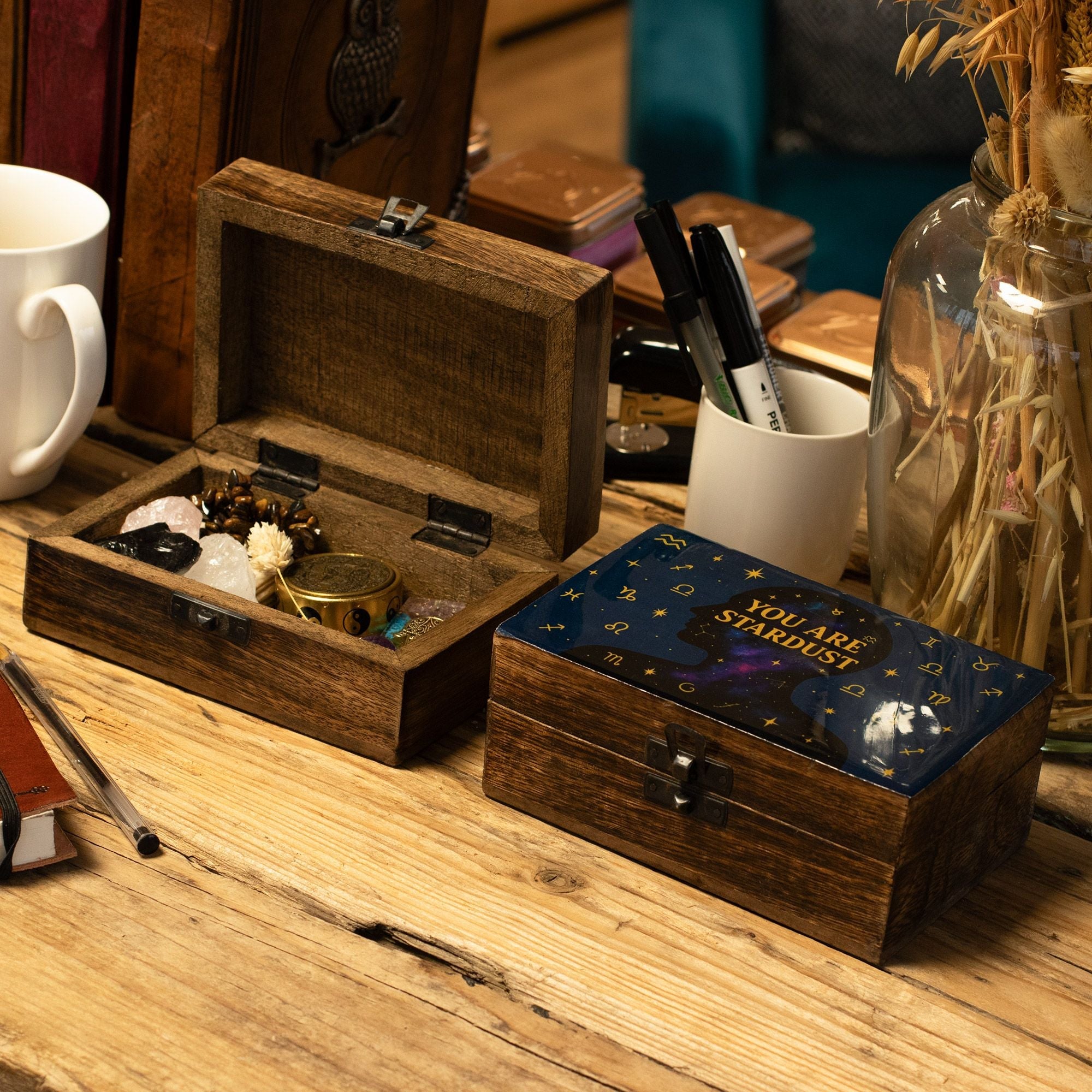 Medium Enamelled Box - You are Stardust Ceramic Glazed Wooden Boxes